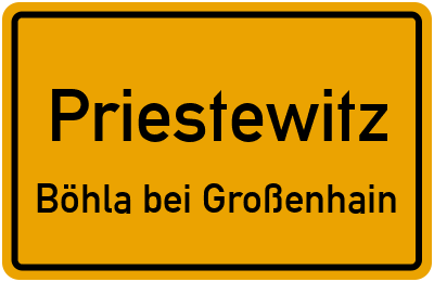 Straßenverzeichnis Priestewitz Böhla bei Großenhain