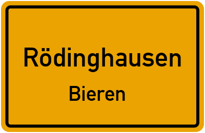 Ortsschild Rödinghausen Bieren