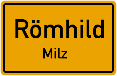 Ortsschild Römhild Milz