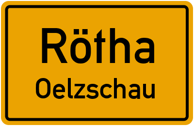 Ortsschild Rötha Oelzschau