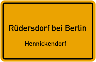 Straßenverzeichnis Rüdersdorf bei Berlin Hennickendorf