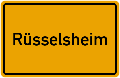 Ortsschild von Stadt Rüsselsheim in Hessen
