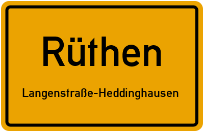 Ortsschild Rüthen Langenstraße-Heddinghausen