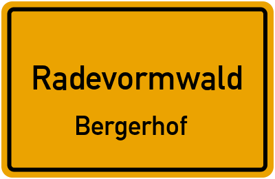 Ortsschild Radevormwald Bergerhof