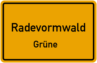 Ortsschild Radevormwald Grüne