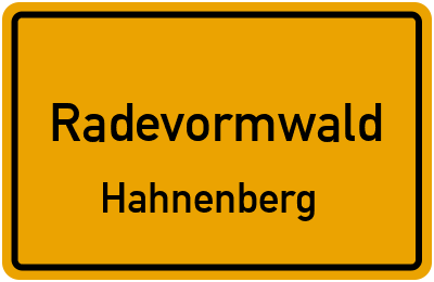 Ortsschild Radevormwald Hahnenberg