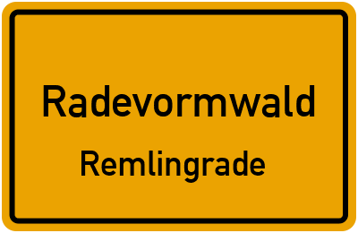 Ortsschild Radevormwald Remlingrade
