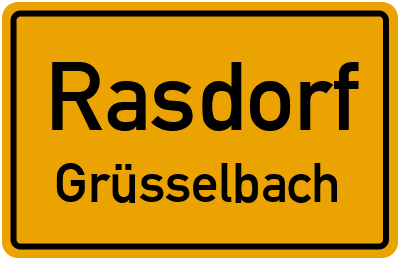 Ortsschild Rasdorf Grüsselbach