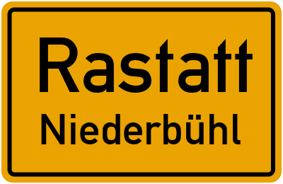 Ortsschild Rastatt Niederbühl