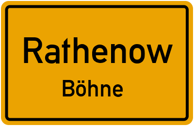 Ortsschild Rathenow Böhne