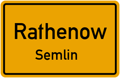 Ortsschild Rathenow Semlin