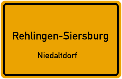 Ortsschild Rehlingen-Siersburg Niedaltdorf