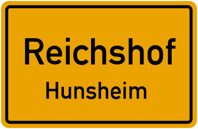 Ortsschild Reichshof Hunsheim