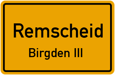 Straßenverzeichnis Remscheid Birgden III