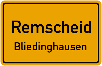 Straßenverzeichnis Remscheid Bliedinghausen