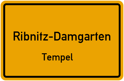 Ortsschild Ribnitz-Damgarten Tempel