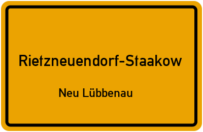 Straßenverzeichnis Rietzneuendorf-Staakow Neu Lübbenau