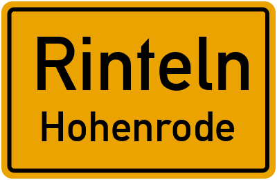 Ortsschild Rinteln Hohenrode