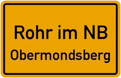 Straßenverzeichnis Rohr im NB Obermondsberg