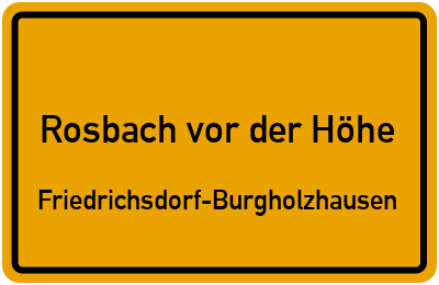 Straßenverzeichnis Rosbach vor der Höhe Friedrichsdorf-Burgholzhausen