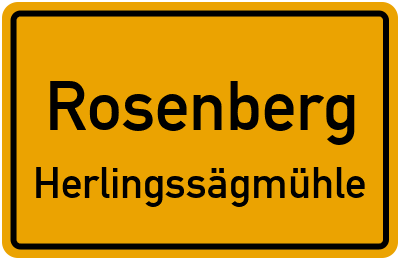 Ortsschild Rosenberg Herlingssägmühle