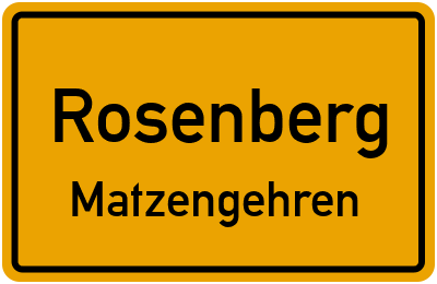 Straßenverzeichnis Rosenberg Matzengehren