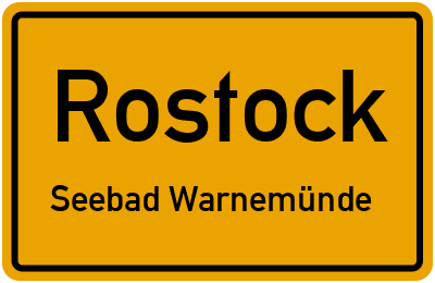 Ortsschild Rostock Seebad Warnemünde