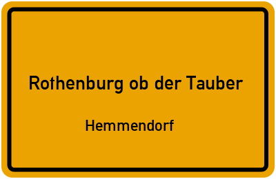 Straßenverzeichnis Rothenburg ob der Tauber Hemmendorf
