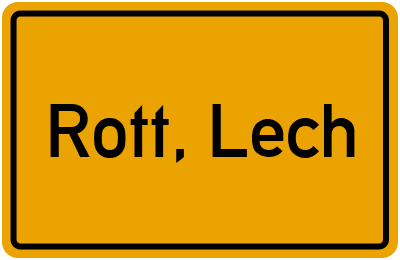 Ortsschild von Gemeinde Rott, Lech in Bayern