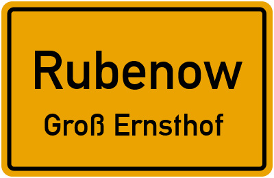 Straßenverzeichnis Rubenow Groß Ernsthof