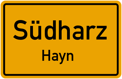 Straßenverzeichnis Südharz Hayn