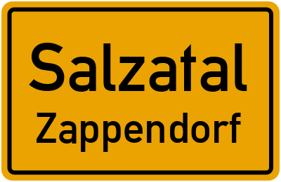 Ortsschild Salzatal Zappendorf
