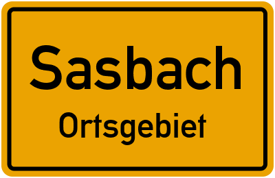 Ortsschild Sasbach Ortsgebiet