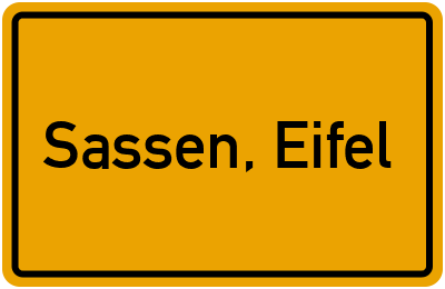 Ortsschild von Gemeinde Sassen, Eifel in Rheinland-Pfalz