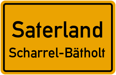 Ortsschild Saterland Scharrel-Bätholt