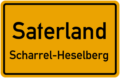 Ortsschild Saterland Scharrel-Heselberg