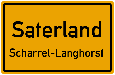 Ortsschild Saterland Scharrel-Langhorst