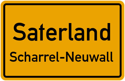 Ortsschild Saterland Scharrel-Neuwall