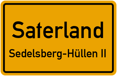 Ortsschild Saterland Sedelsberg-Hüllen II