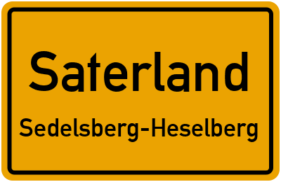 Ortsschild Saterland Sedelsberg-Heselberg