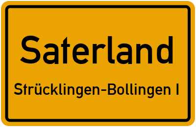 Straßenverzeichnis Saterland Strücklingen-Bollingen I