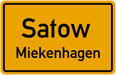 Ortsschild Satow Miekenhagen