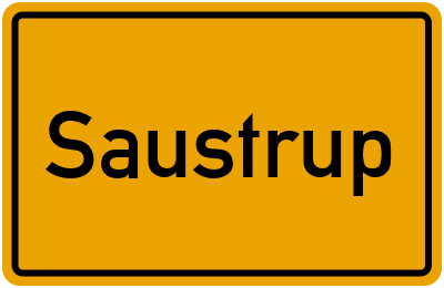 Ortsschild von Saustrup in Schleswig-Holstein