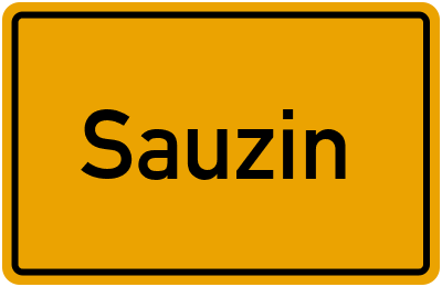 Ortsschild von Sauzin in Mecklenburg-Vorpommern