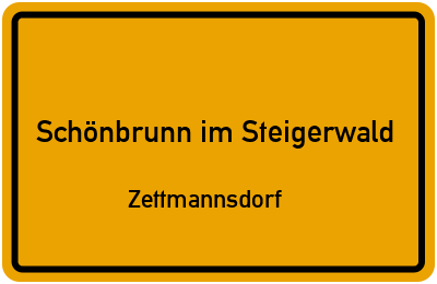 Straßenverzeichnis Schönbrunn im Steigerwald Zettmannsdorf