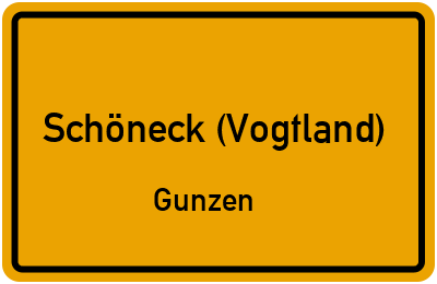 Straßenverzeichnis Schöneck (Vogtland) Gunzen