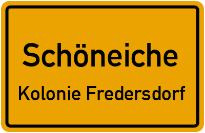 Straßenverzeichnis Schöneiche Kolonie Fredersdorf