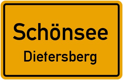 Straßenverzeichnis Schönsee Dietersberg