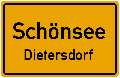 Straßenverzeichnis Schönsee Dietersdorf