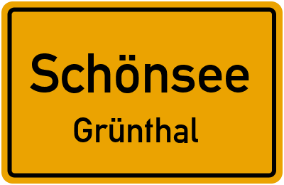 Ortsschild Schönsee Grünthal